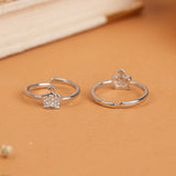 Fancy Crown Design Silver Stone Toe Ring