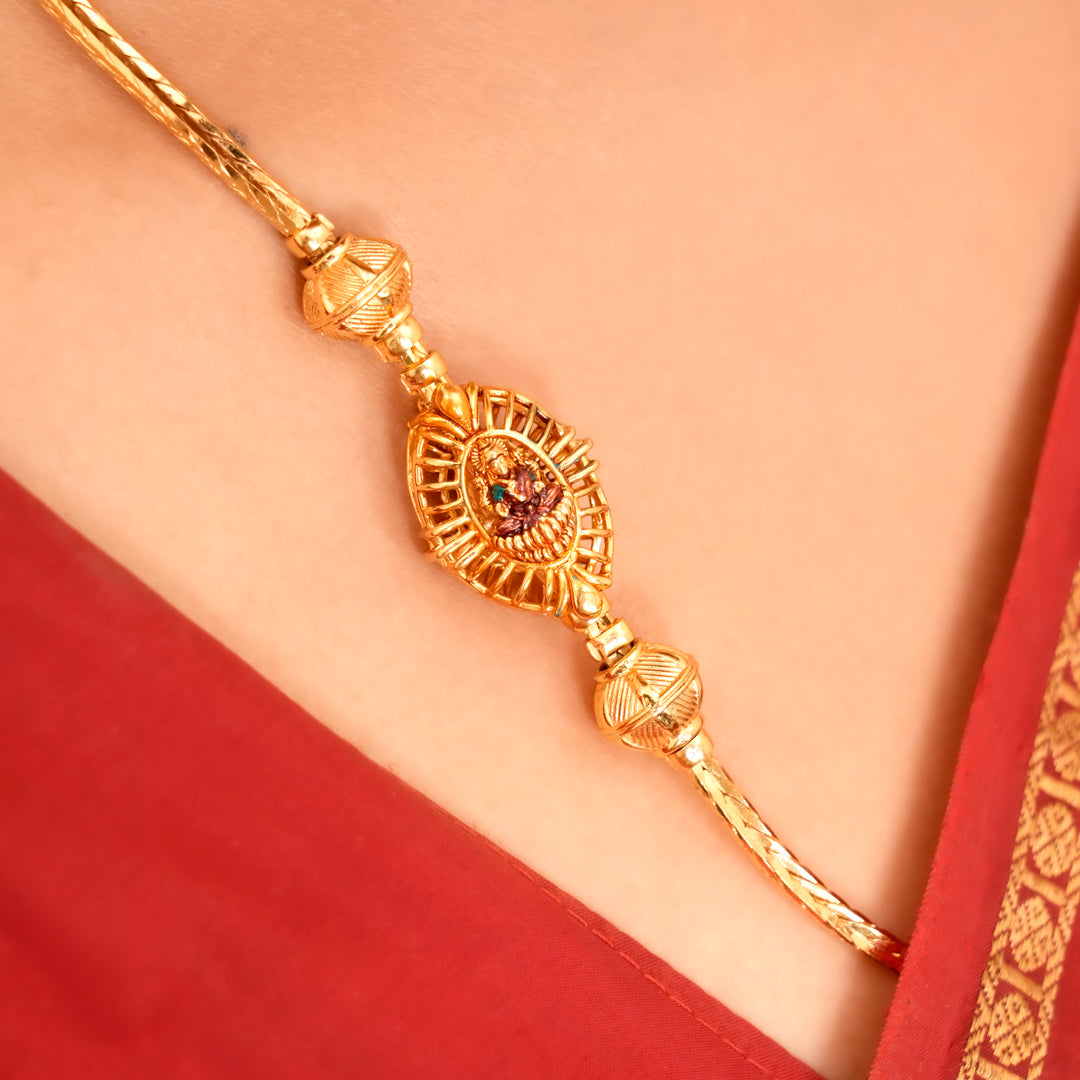 Graceful Golden Silver Lakshmi Mugappu Chain