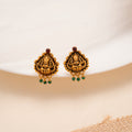 Lakshmi Golden Earrings with Green Bead Dangles