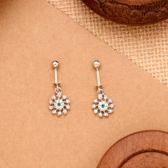 Dangling Sun Flower Green Stone Silver Koppu