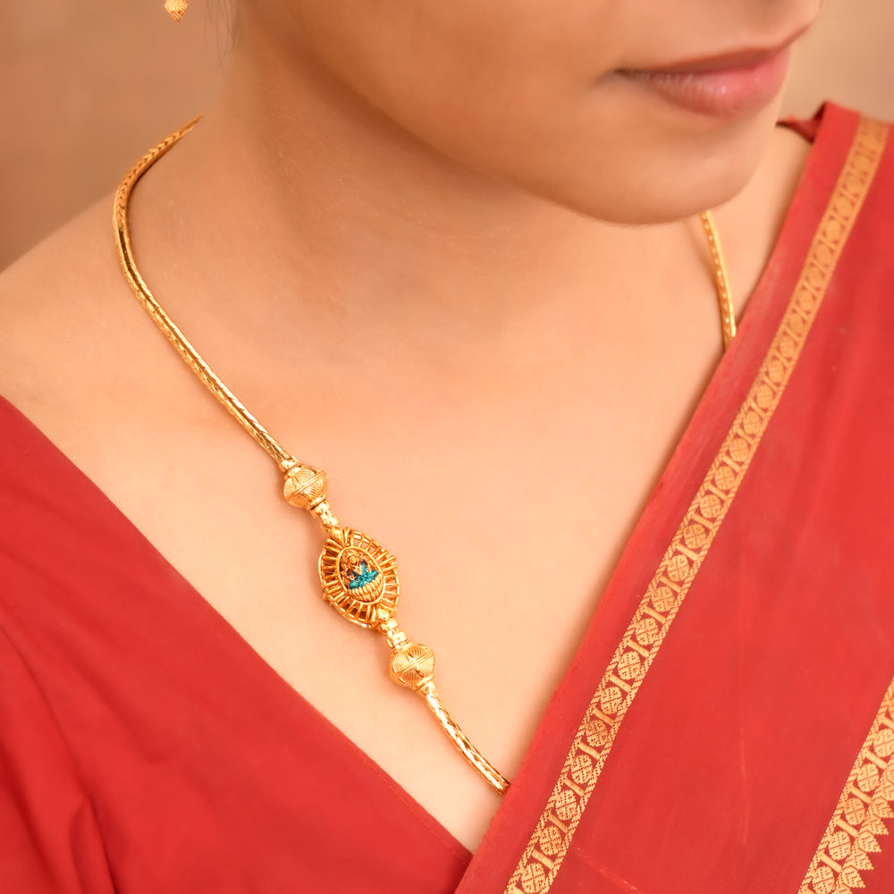 Graceful Golden Silver Lakshmi Mugappu Chain