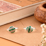 Green Enamel Oxidised Silver Toe Ring