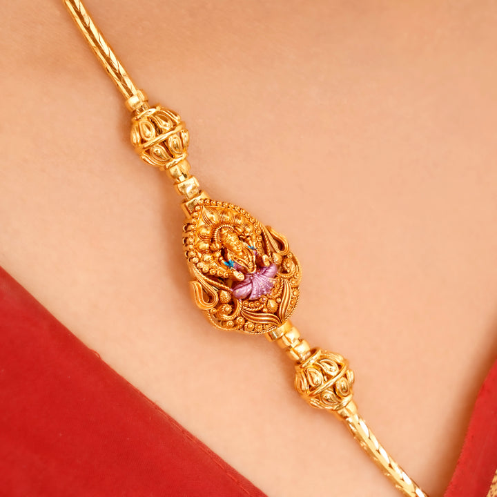 Elegant Temple Lakshmi Silver Mugappu Chain