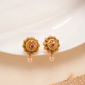 Vintage Style Circular Peacock Gold Plated Earrings