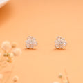 Tri Leaf Stone Pattern Silver Stud