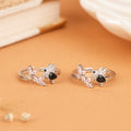 Tiny Black Stone Hummingbird Silver Toe Ring