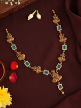 Emerald Square Stone with Laxmi Gold Necklace