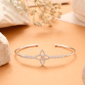 Elegant Floral Adjustable Silver Kada