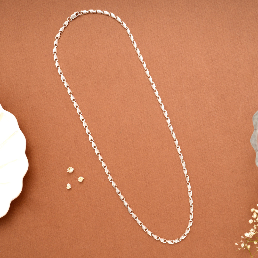 Leaf Shaped Link Silver Men’s Chain