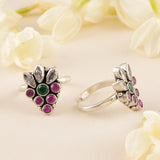 Emerald with Ruby Drops Toe Ring