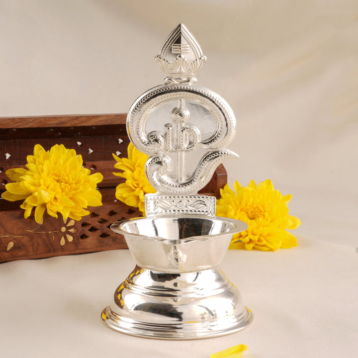 OM Tamil Style Sterling Silver Vilakku
