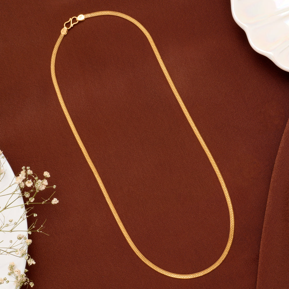 Traditional Flat Mesh Gold Chain for Men