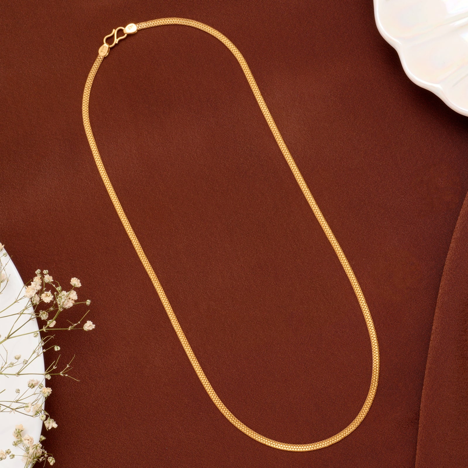Traditional Flat Mesh Gold Chain for Men