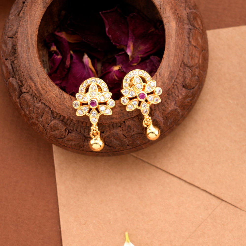 Floral Golden Drops Earring