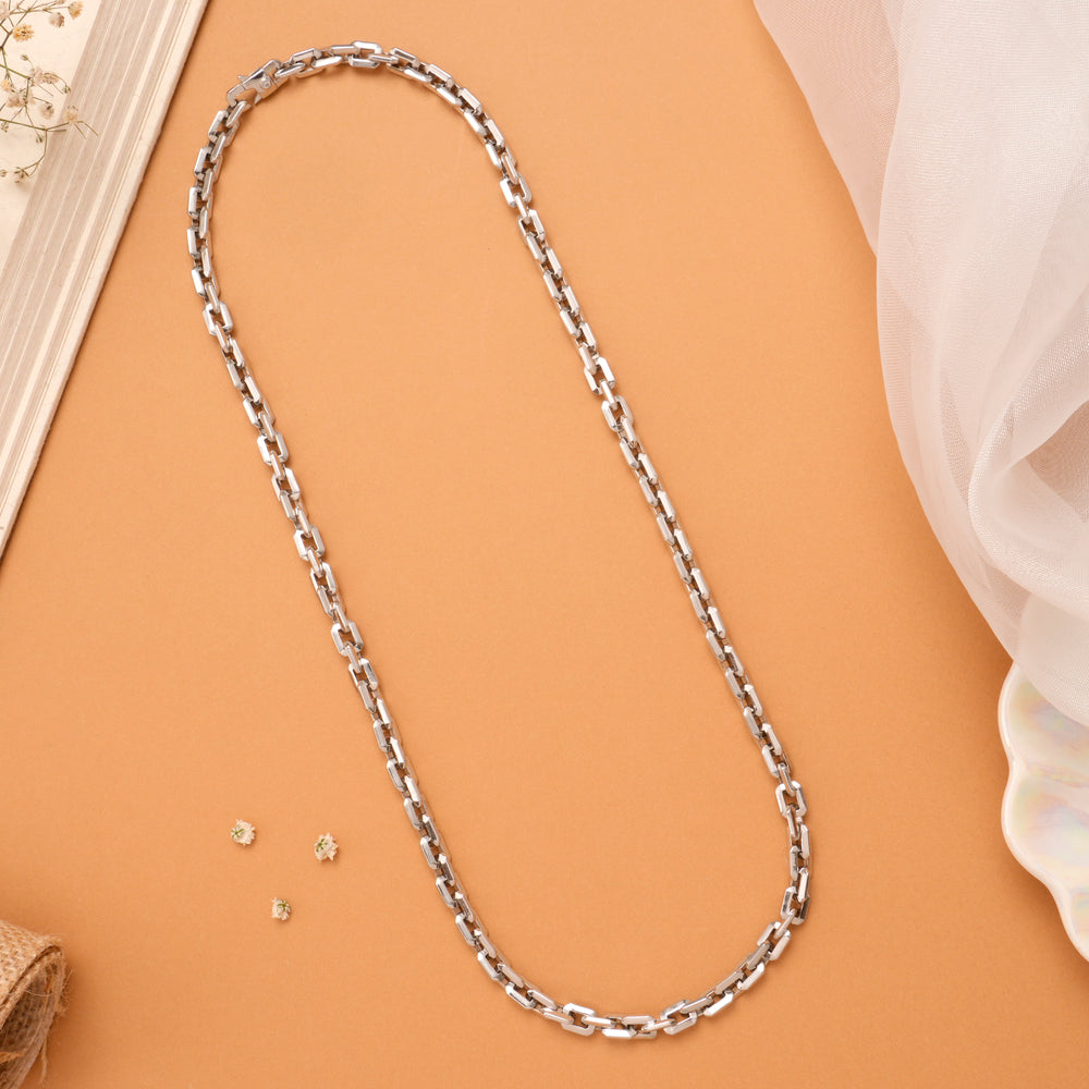 Square Silver Cuban Link Chain
