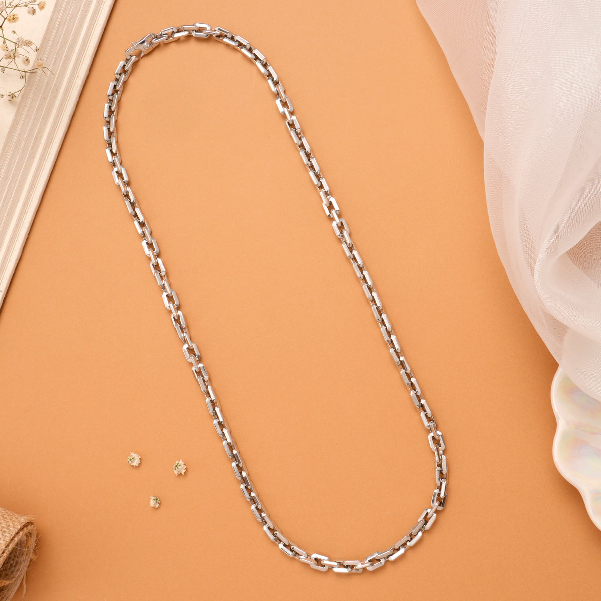 Square Silver Cuban Link Chain