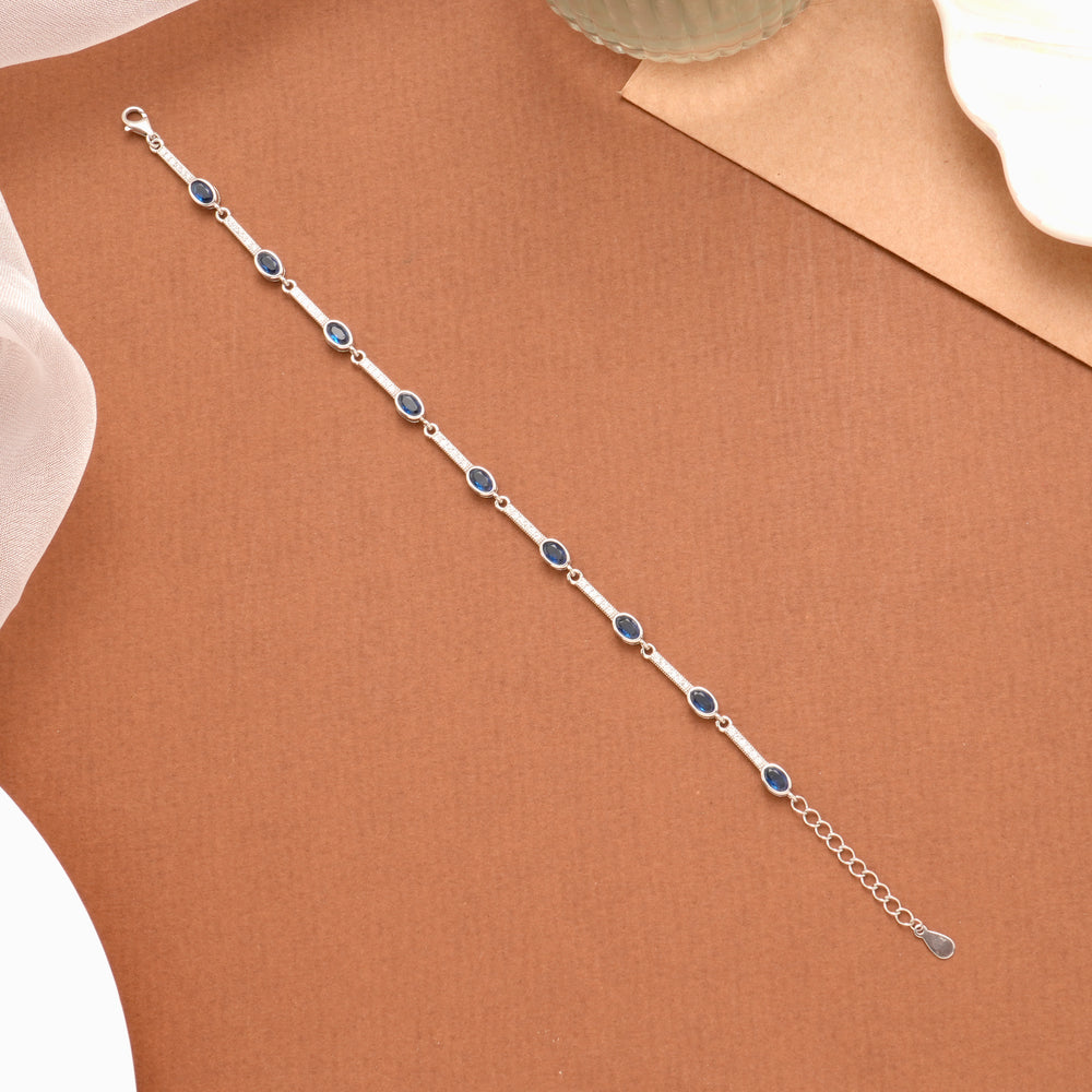 Fancy Blue Stone Silver Women’s Bracelet