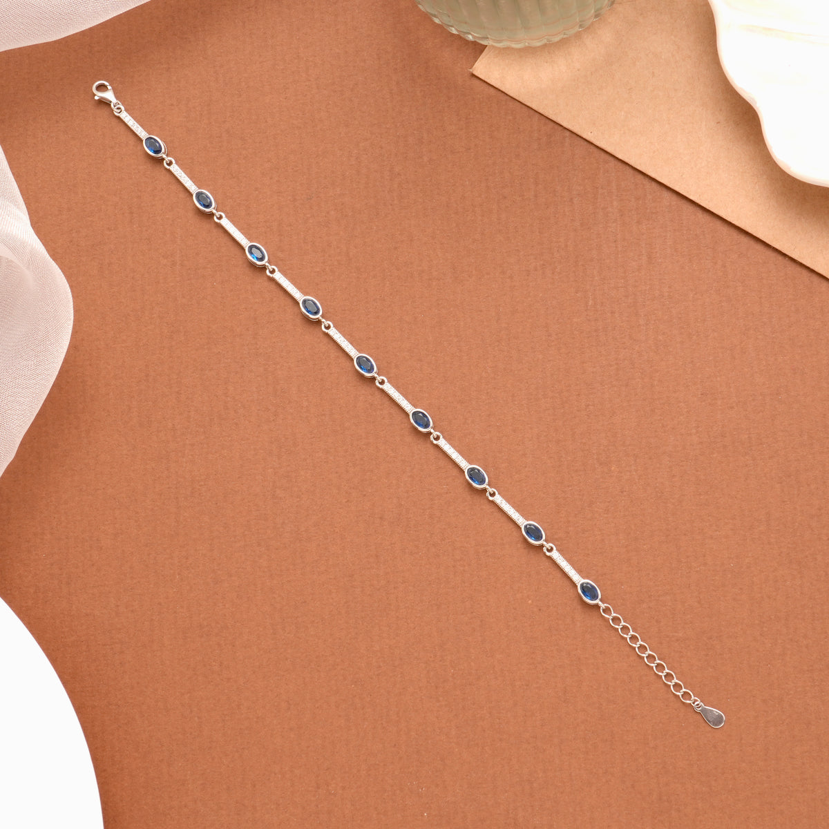Fancy Blue Stone Silver Women’s Bracelet