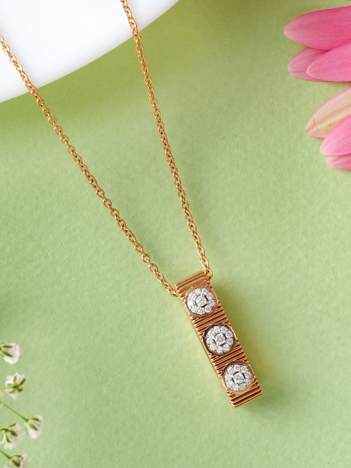 Diamond Vertical Bar Rose Gold Chain