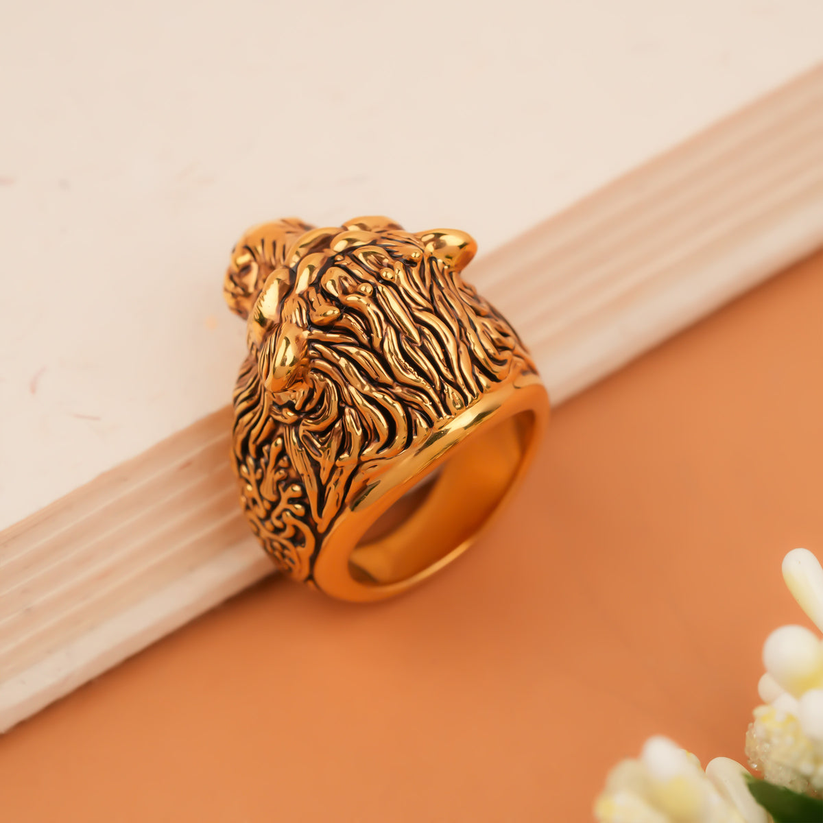 Antique Bold King of Lion Gold Men’s Ring