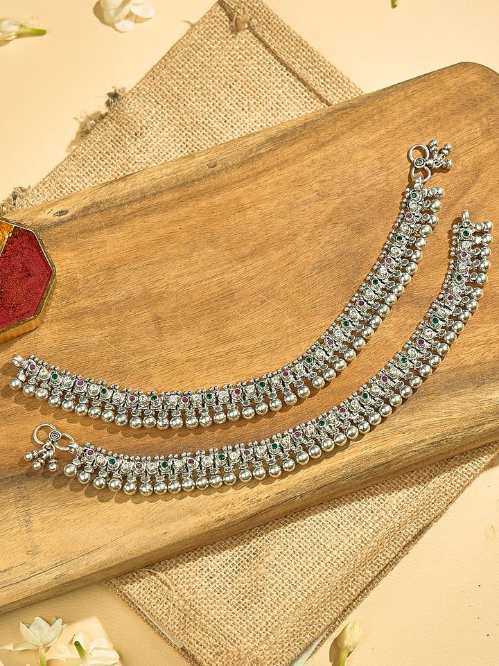 Emerald & Ruby Gemstone Anklets