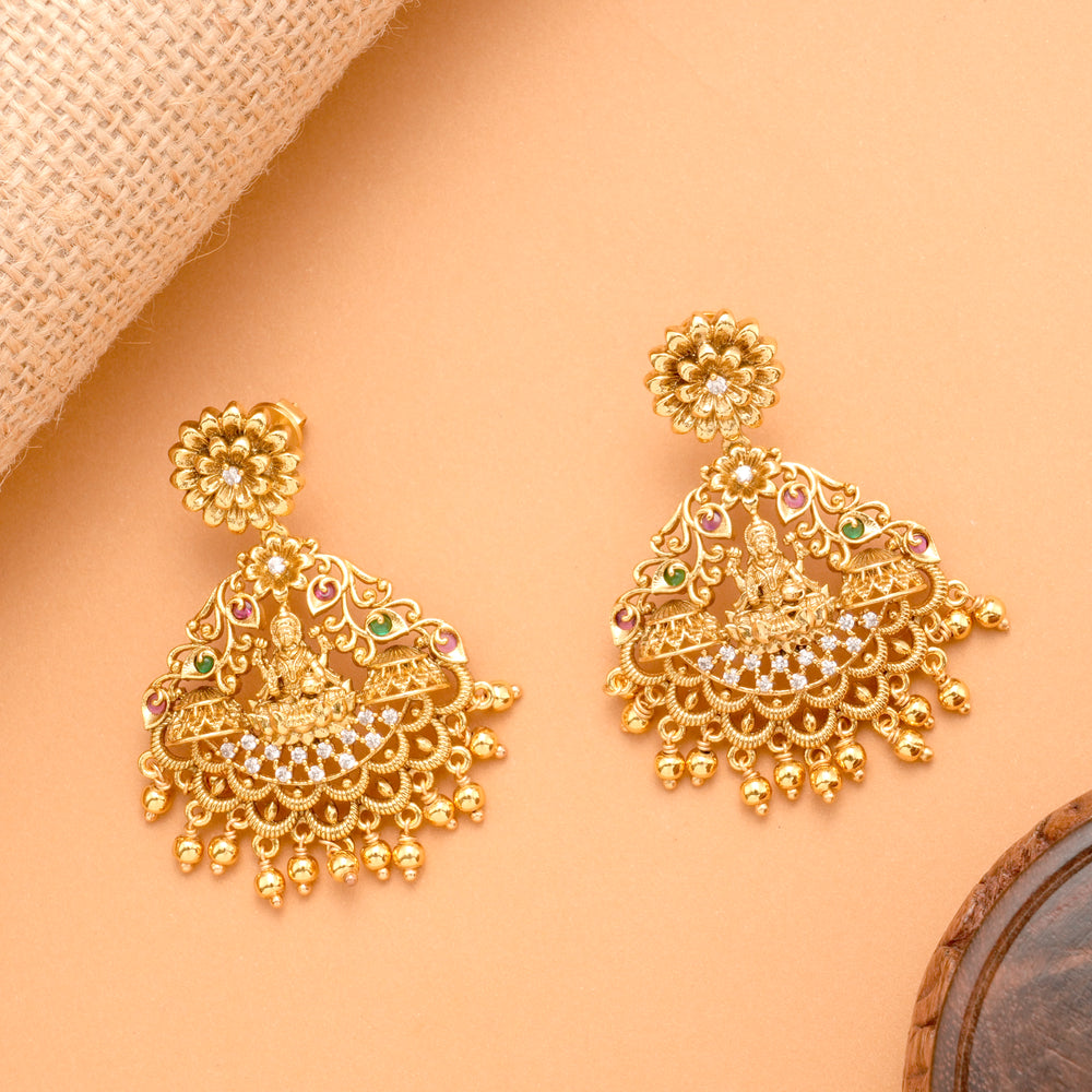Blossom Lakshmi Chandbali Golden Earrings