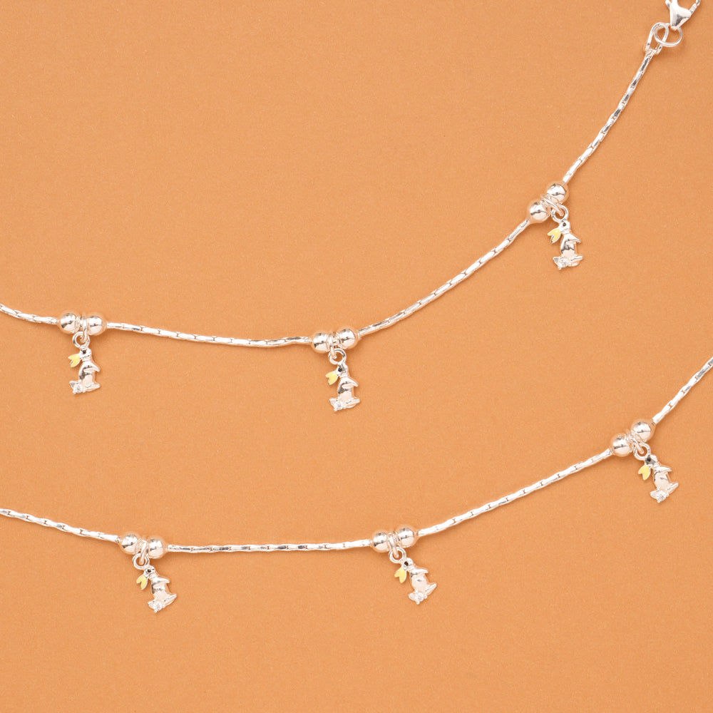 Little Bunny Charm Baby Silver Anklet
