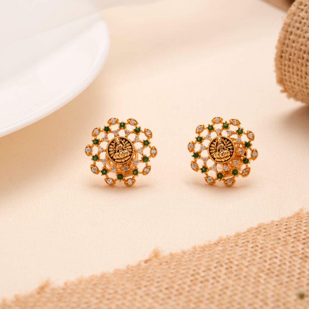 Golden Temple Stud with Stone Work