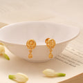 Dangling Tear Drop Circular Golden Earring