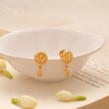 Dangling Tear Drop Circular Golden Earring