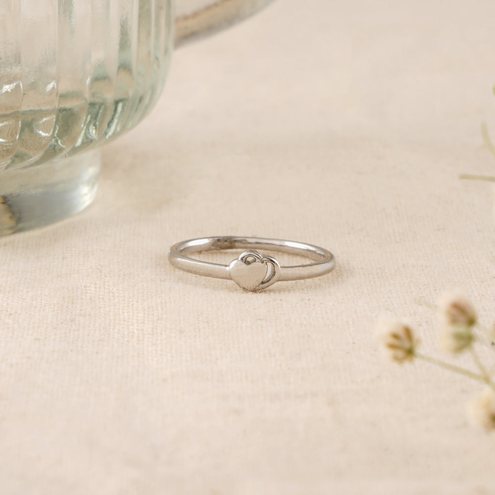 Unique Double Heart Baby Silver Ring