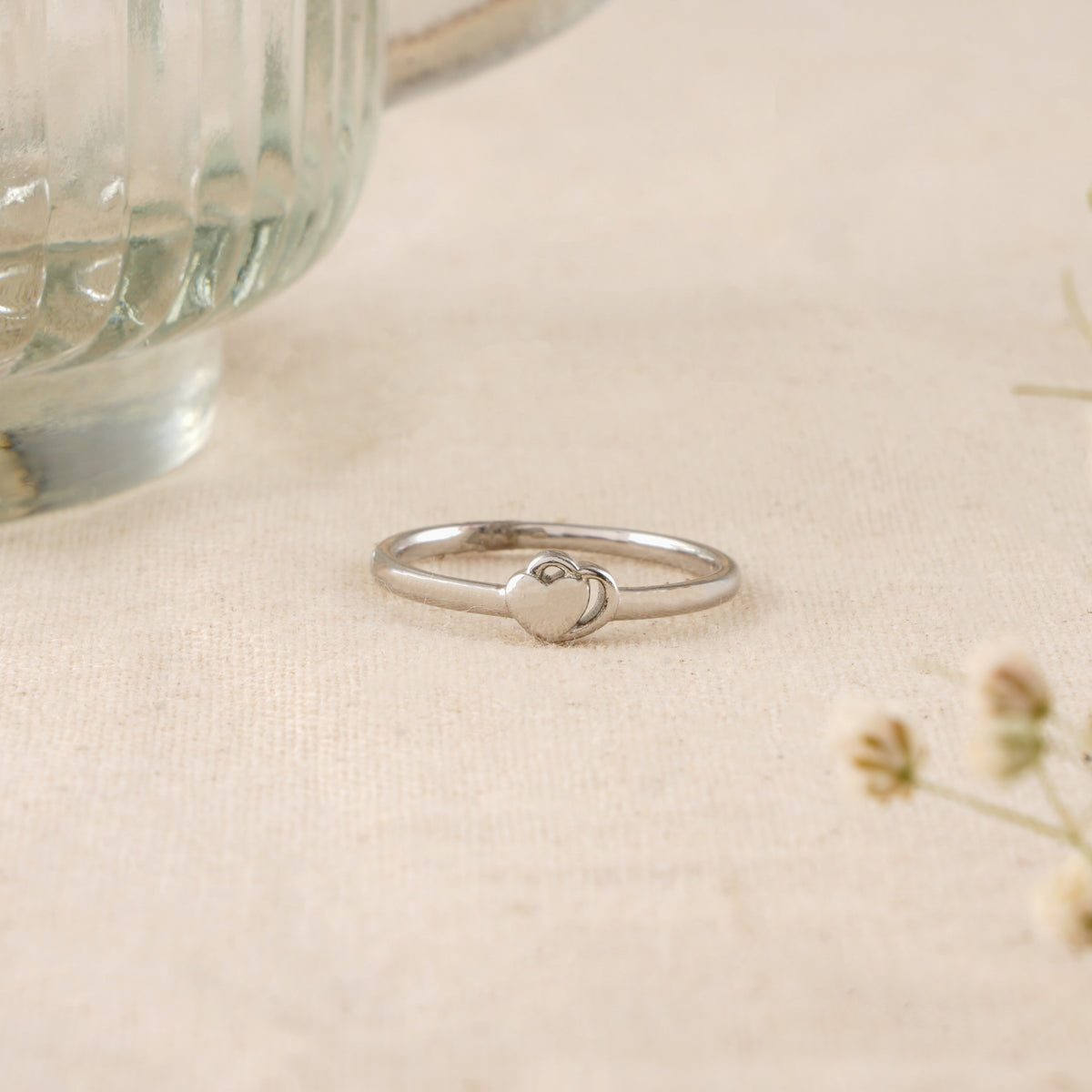 Unique Double Heart Baby Silver Ring