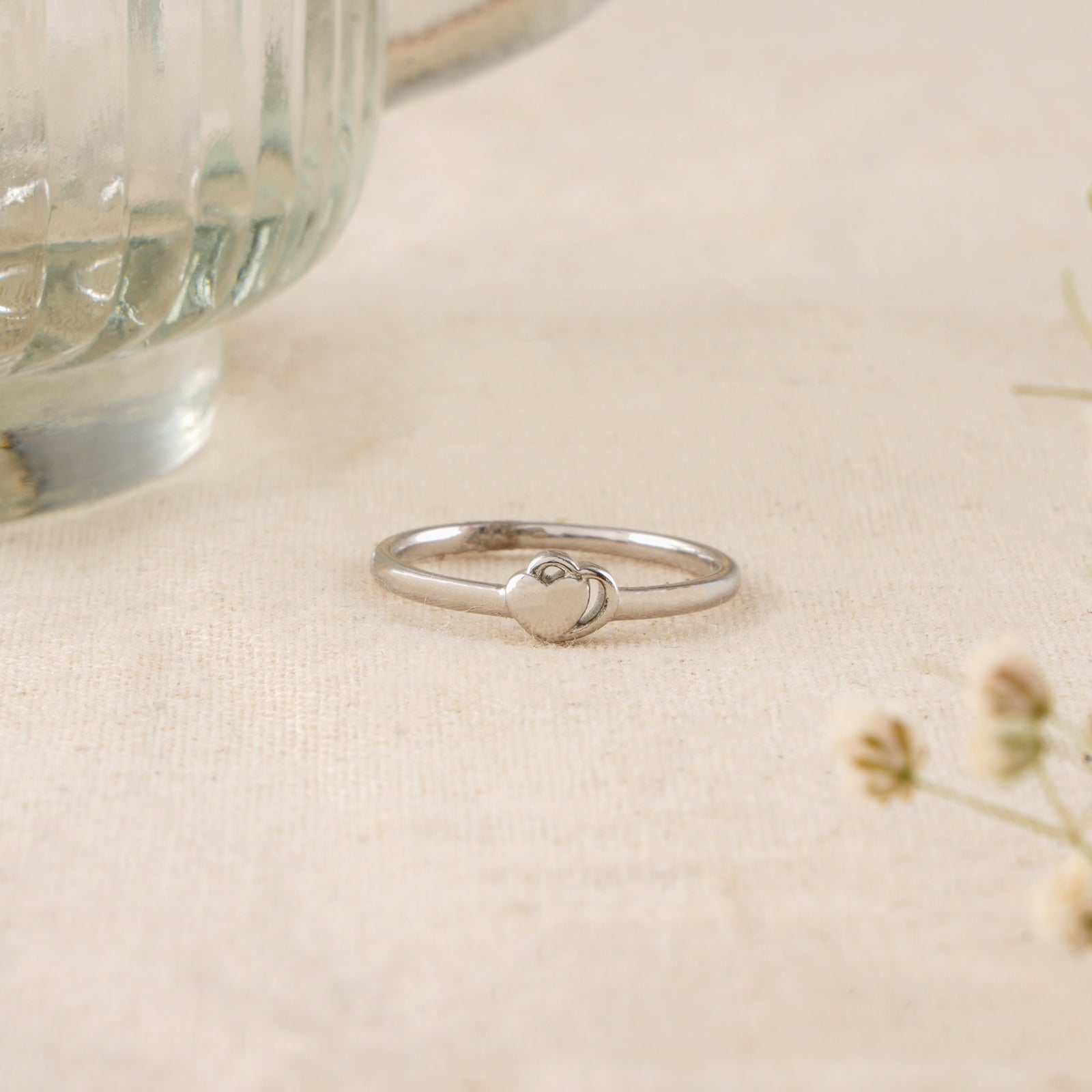 Unique Double Heart Baby Silver Ring