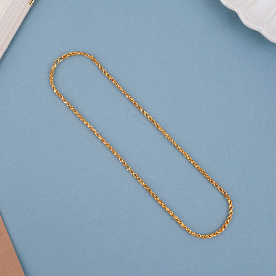Elegant Twisted Design Link Gold Chain