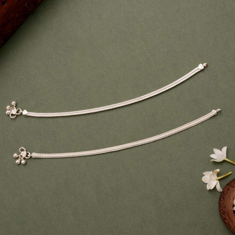 Elegant Plain Silver Anklet