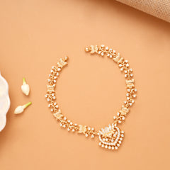 Lotus Flower Heart Shape Golden Necklace