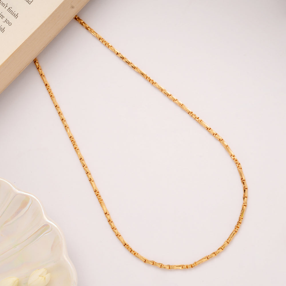 Thin Textured Braided Link Golden Chain