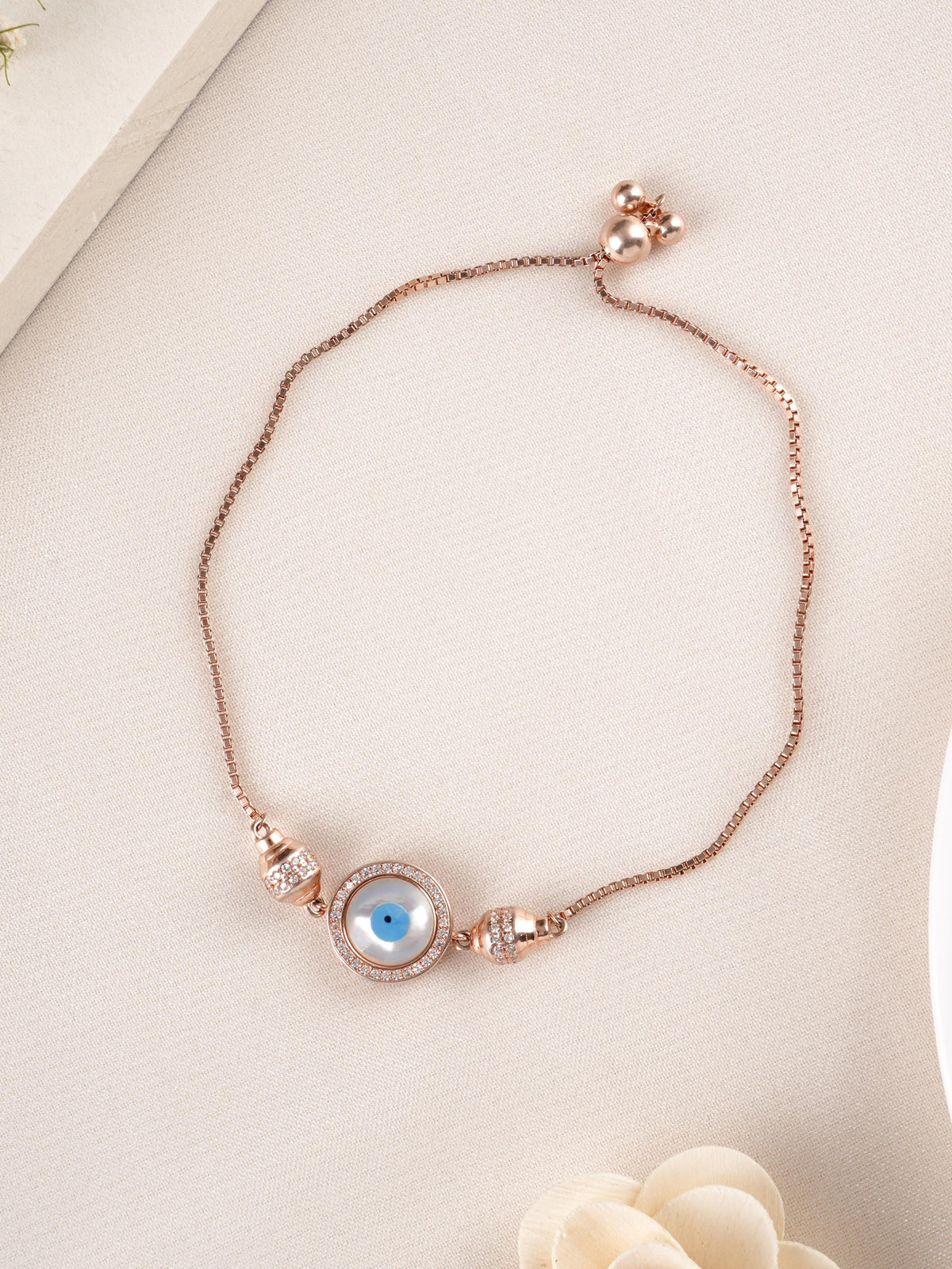 Rose Gold Plated Evil Eye Wave Bracelet