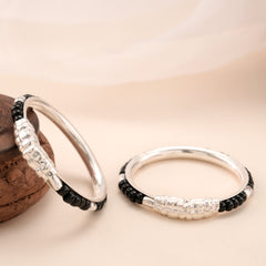 Silver Traditional Black Beads Baby Kada