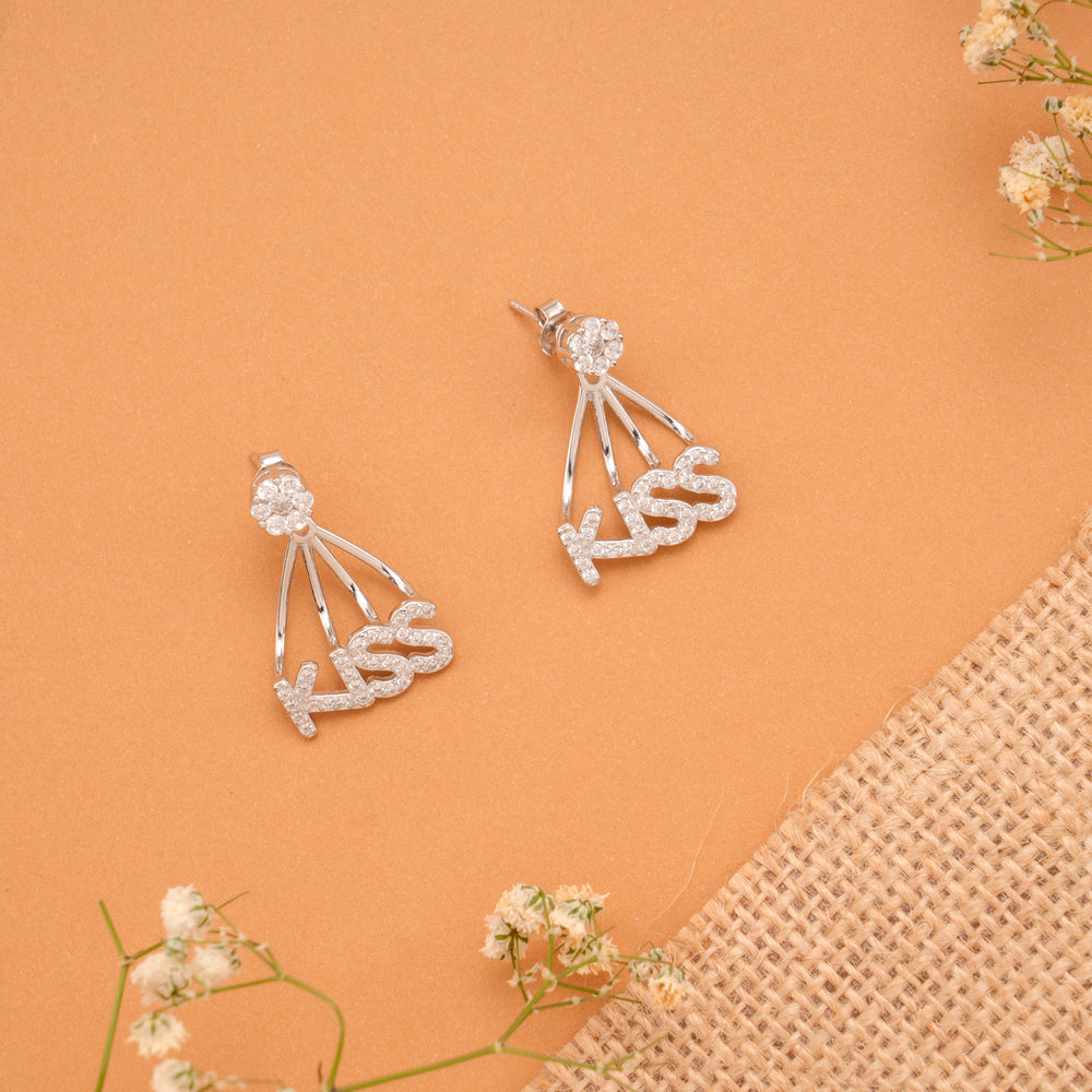 Kiss Silver Ear Jacket Earrings