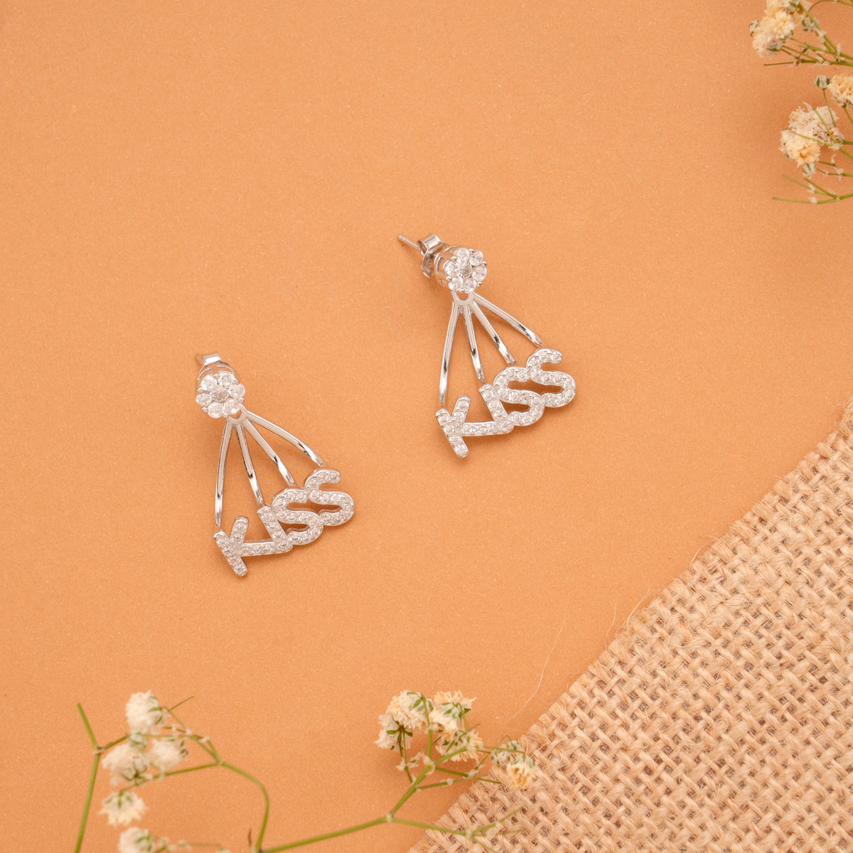 Kiss Silver Ear Jacket Earrings