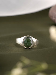 Green Emerald Gemstone Silver Ring