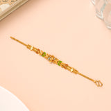 Multi Colour Leaf with Floral Gold Bracelet
