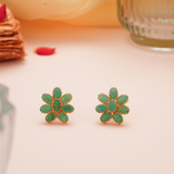 Majestic Emerald Floral Gold Stud