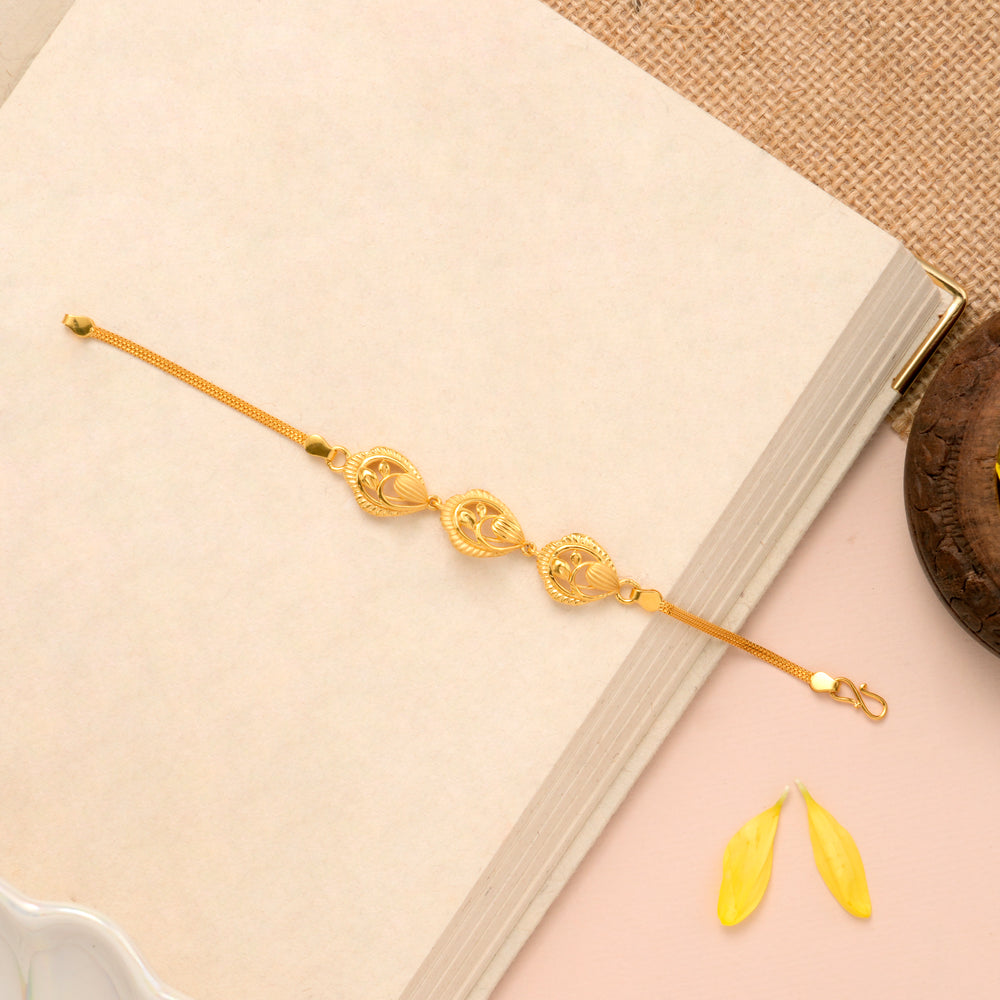 Triple Flower Gold Casting Bracelet