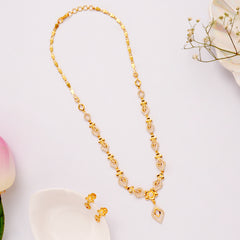 Floral White Stone Golden Necklace Set
