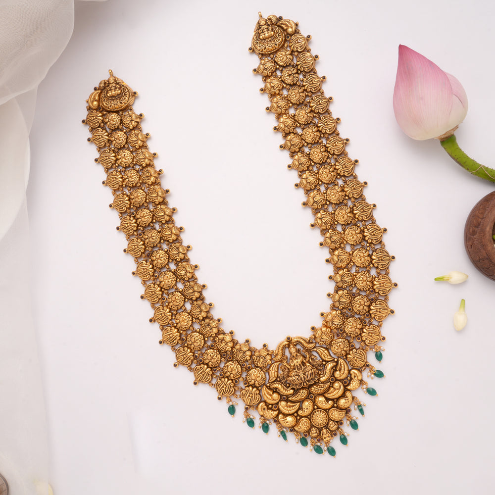 Antique Triple Layer Lakshmi Drops Golden Haram