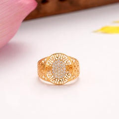 Pave Style Casting Stone Golden Ring