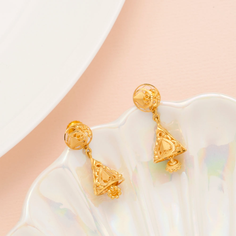 Temple Triangle Gold Jhimkka