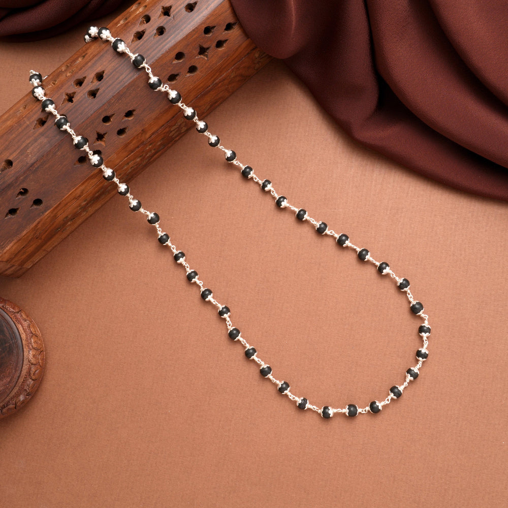 Karungali Energy Beads Silver Chain